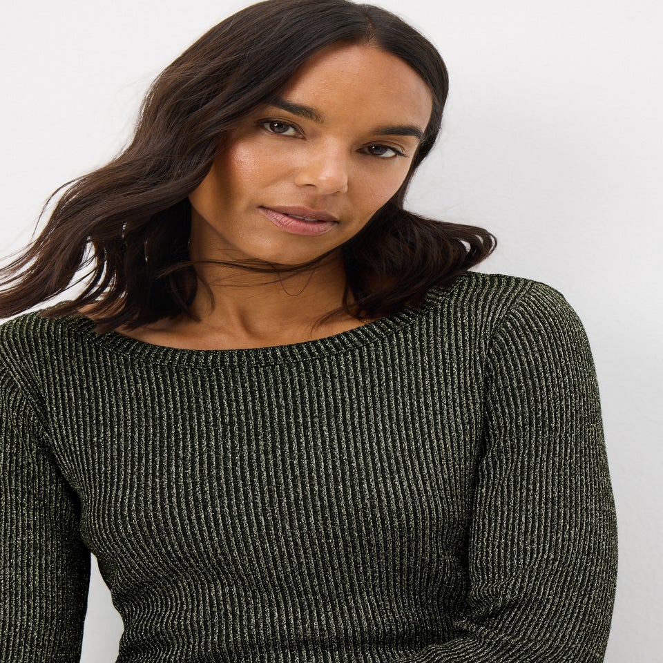 Black Long Sleeve Lurex Top