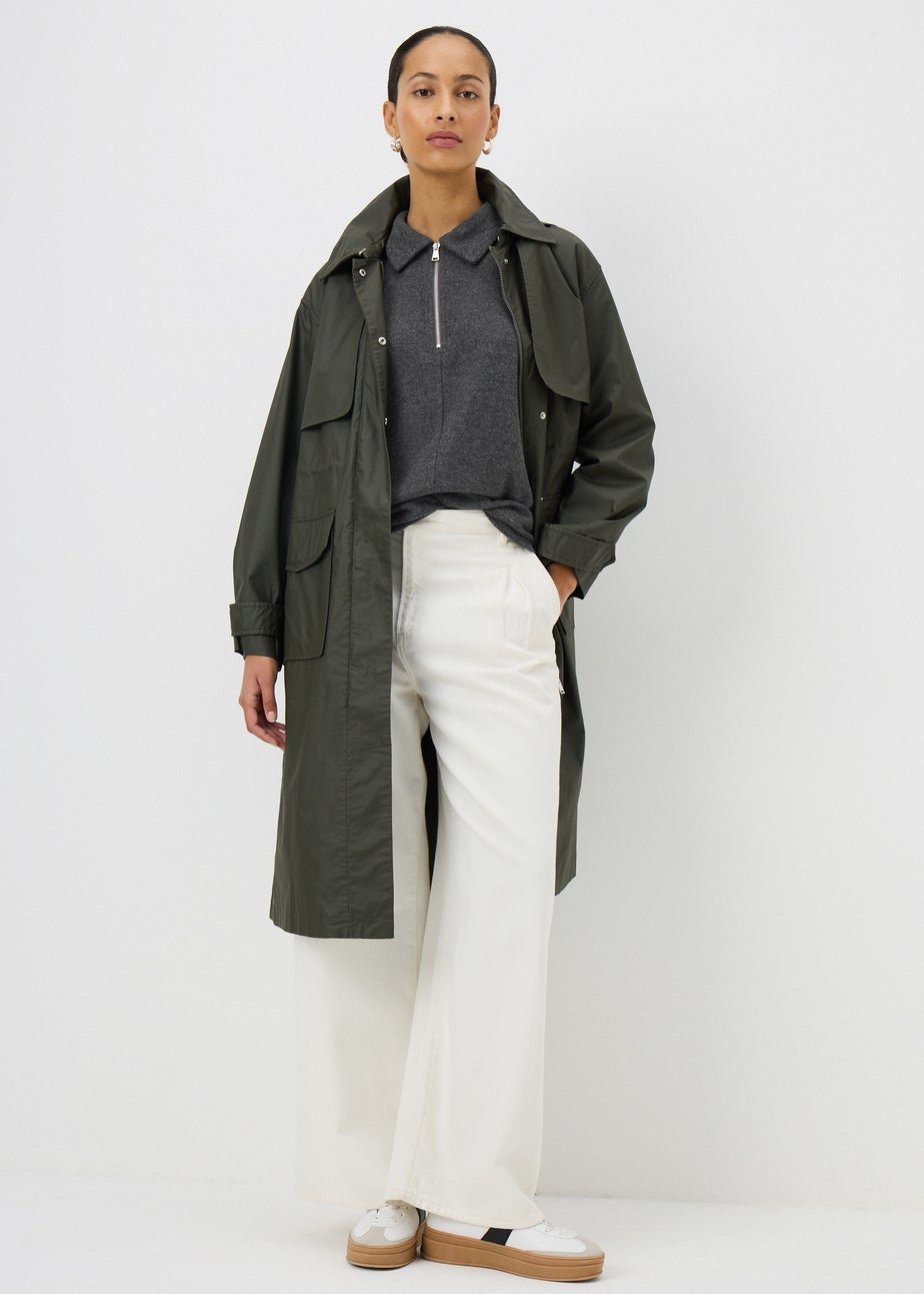 Charcoal Grey Zip Collared Snit Top