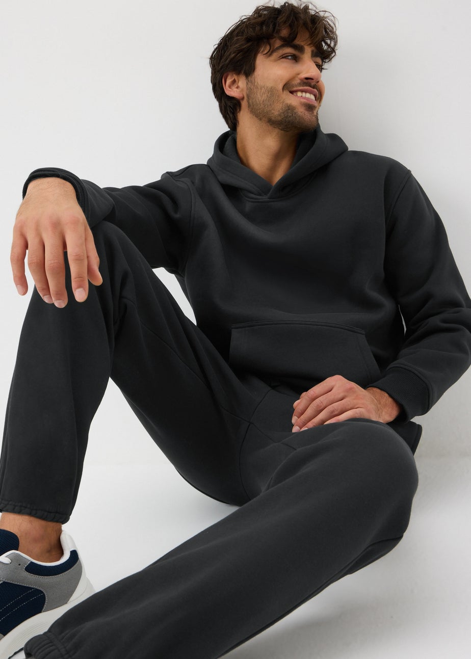 Black Relaxed Pull on Hoodie