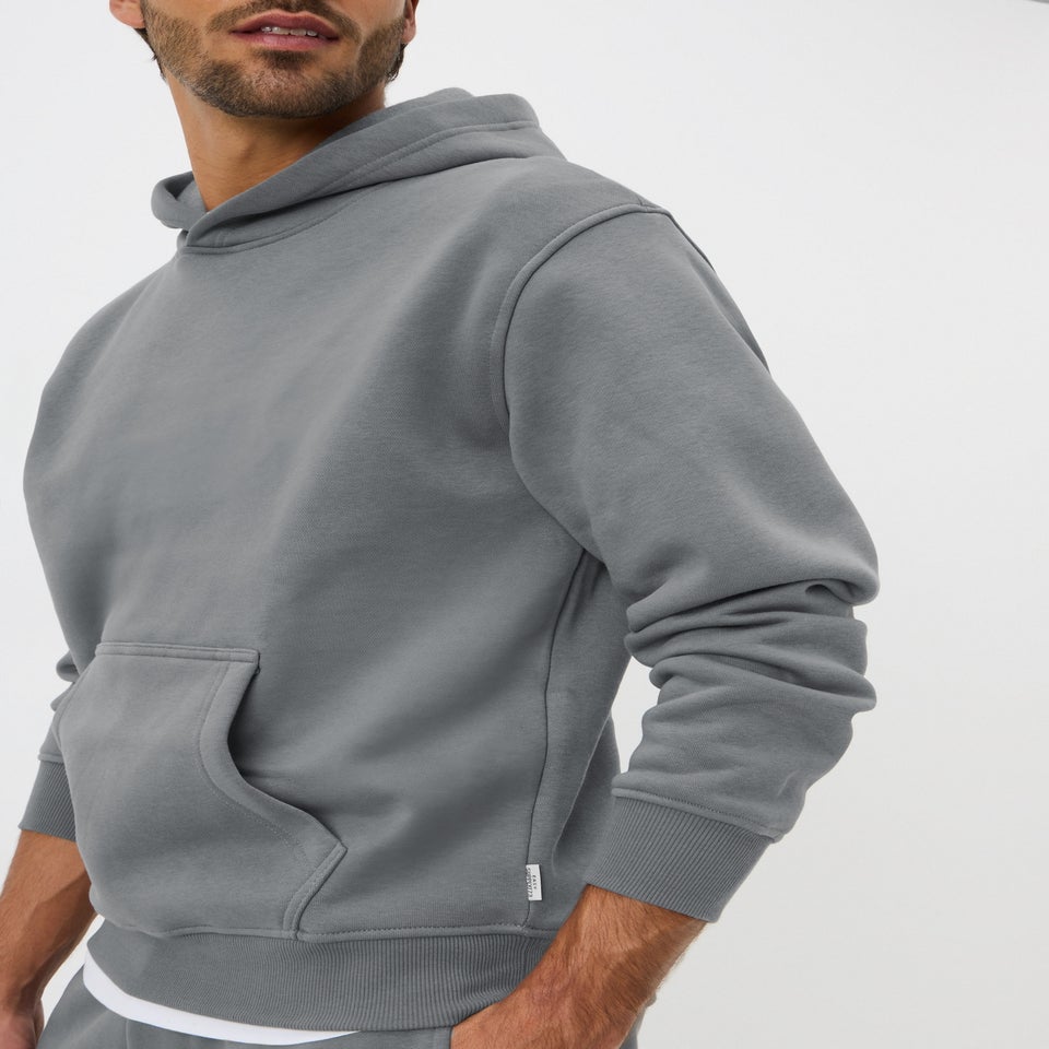 Grey Relaxed Pull On Hoodie