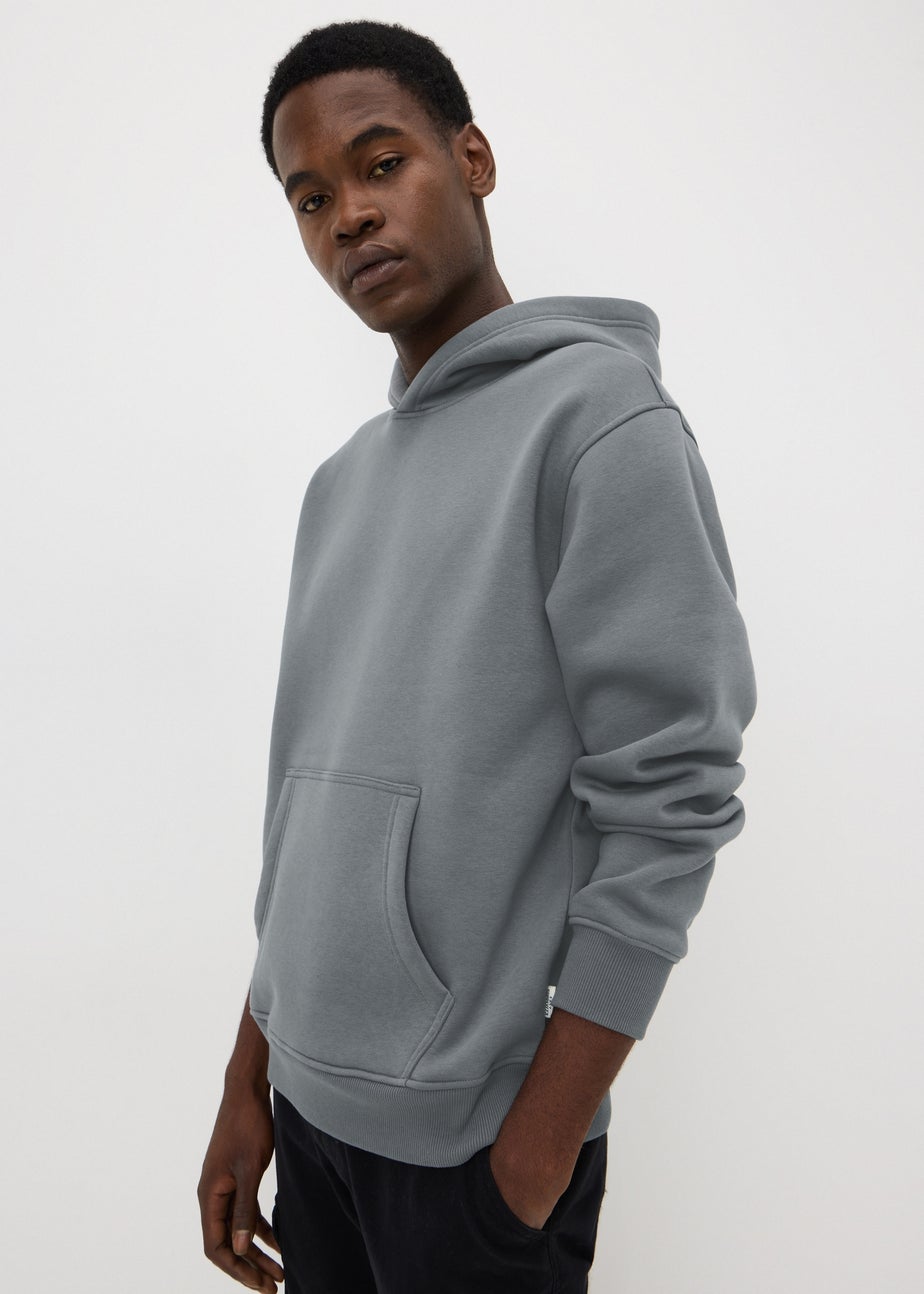 Grey Relaxed Pull On Hoodie