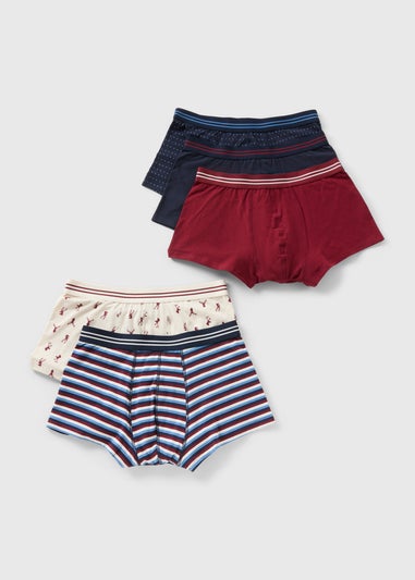 5 Pack Multicolour Stag Print Hipsters