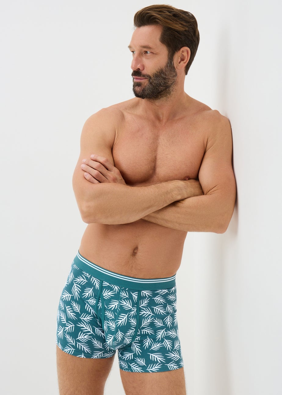 5 Pack Teal Leaf Keyhole Boxers