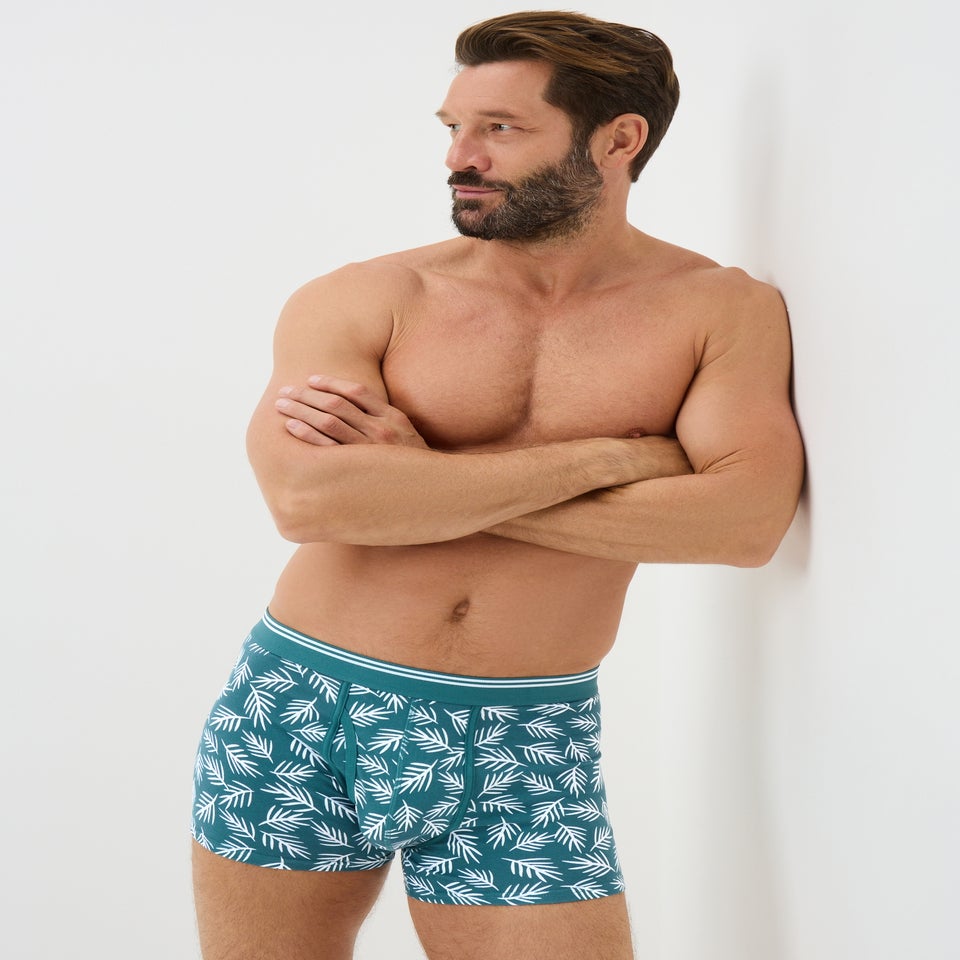 5 Pack Teal Leaf Keyhole Boxers