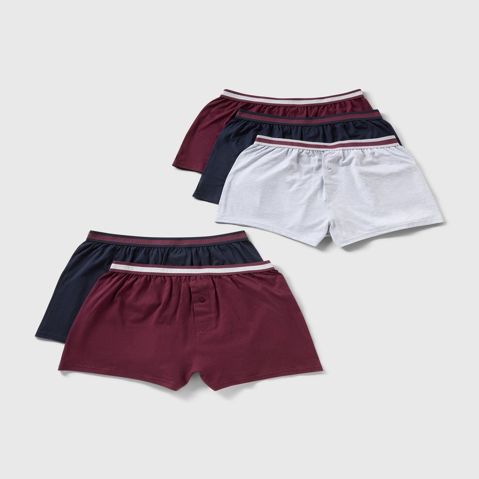 5 Pack Burgundy Striped Boxers