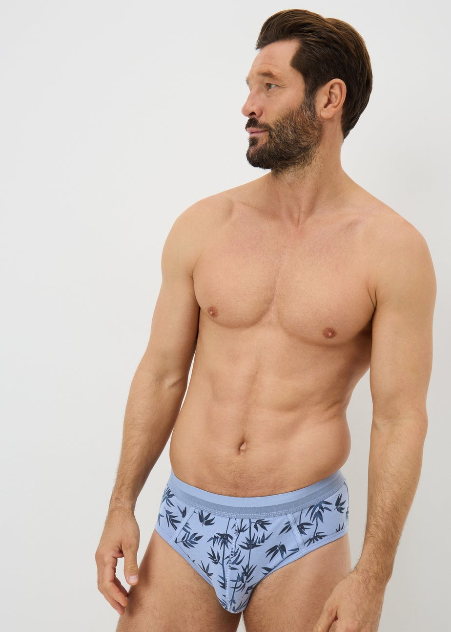 5 Pack Blue Leaf Pattern Briefs