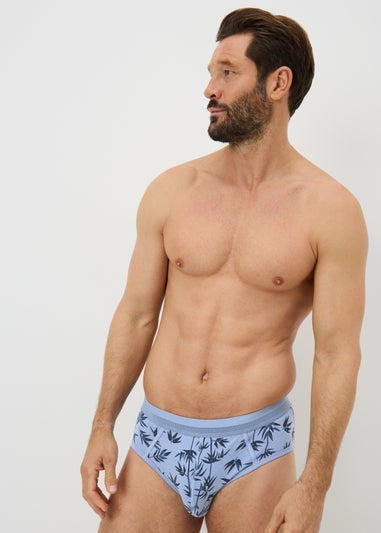 5 Pack Blue Leaf Pattern Briefs