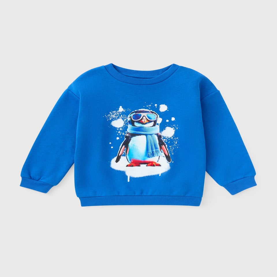 Boys Blue Penguin Sweatshirt (1-7yrs)