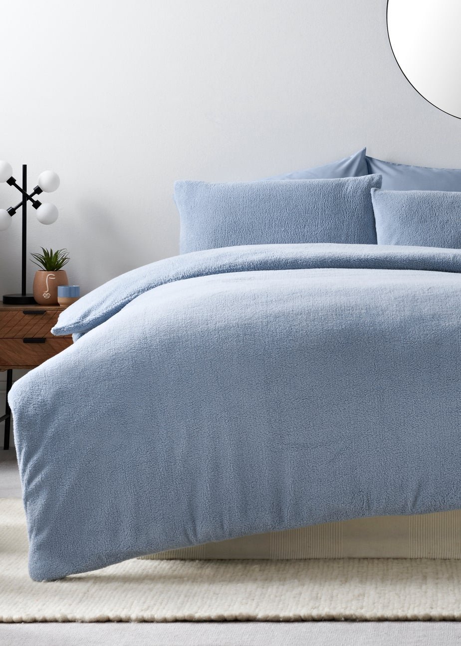 Blue Teddy Fleece Duvet Set