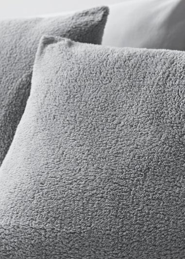 Grey Teddy Fleece Duvet Set