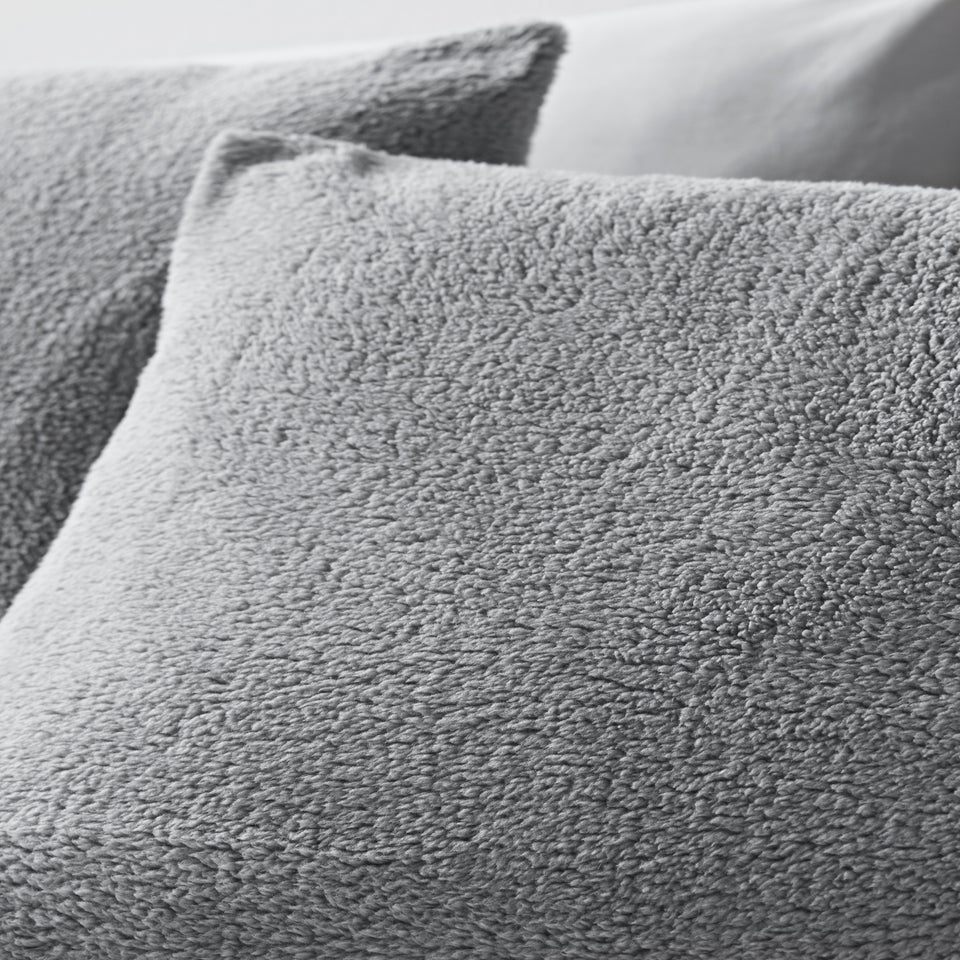 Grey Teddy Fleece Duvet Set