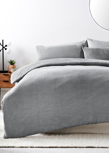 Grey Teddy Fleece Duvet Set