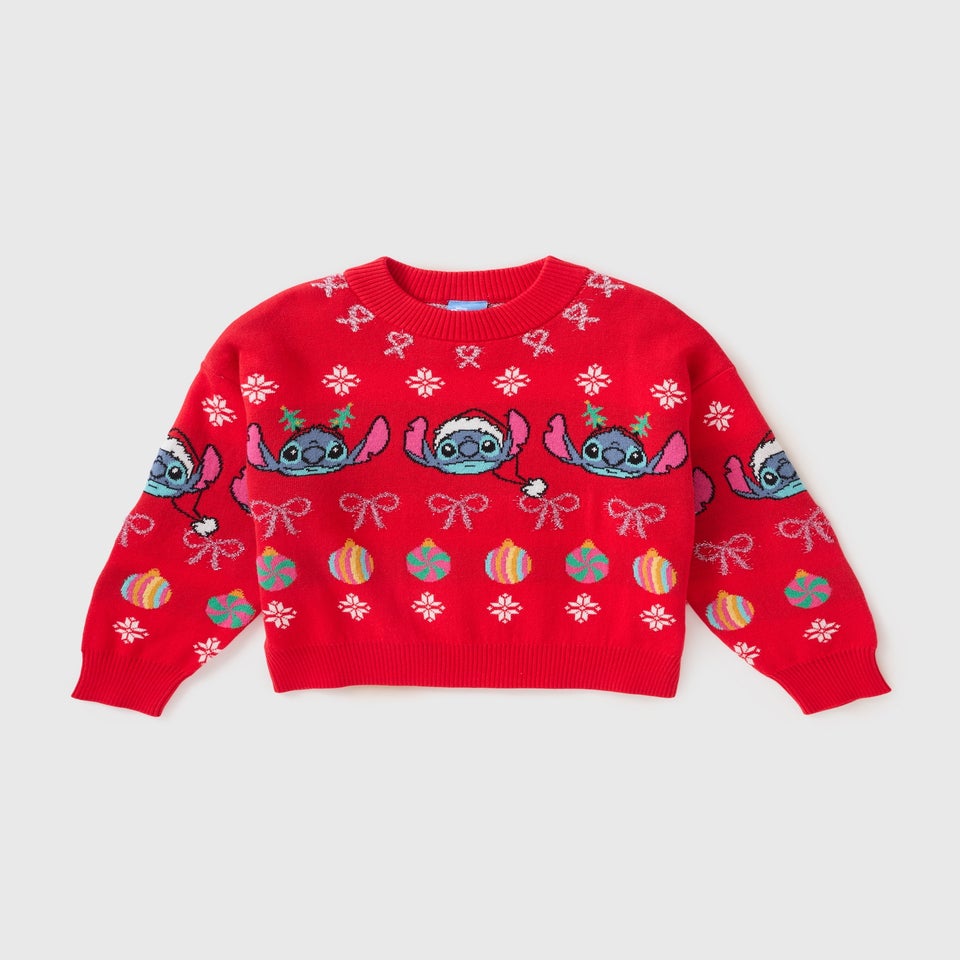 Girls Red Stitch Christmas Knit Sweatshirt (4-13yrs)