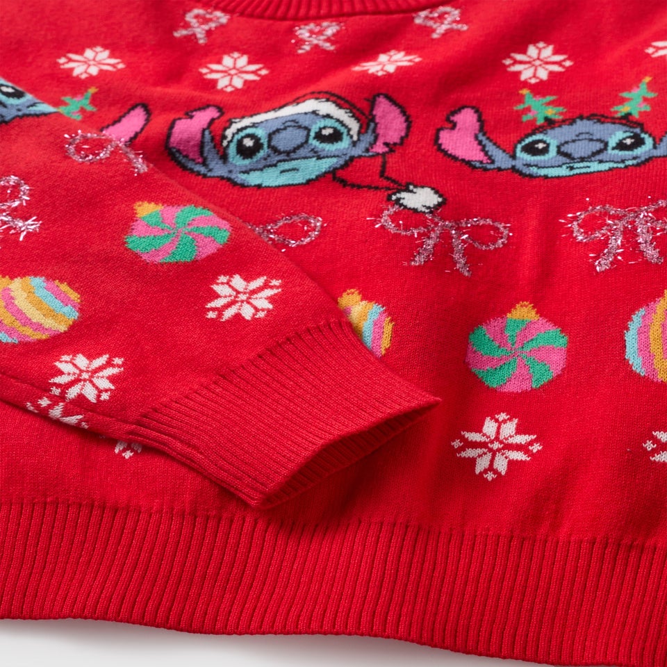 Girls Red Stitch Christmas Knit Sweatshirt (4-13yrs)