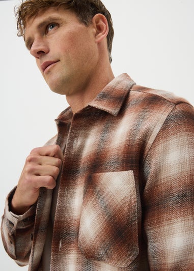 Rust Brushed Check Overshirt