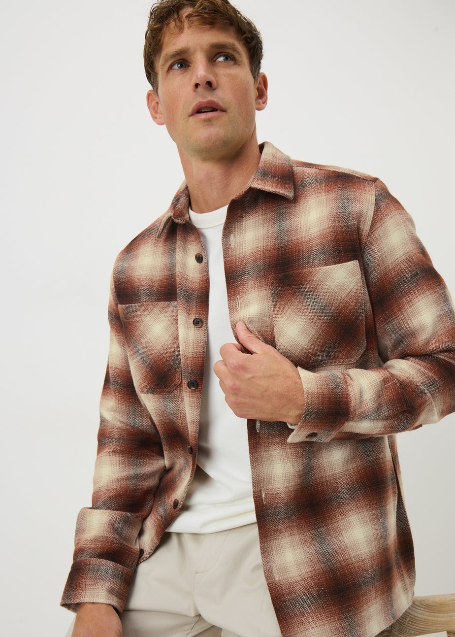 Rust Brushed Check Overshirt