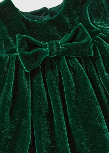 Baby Green Velour Bow Dress (Newborn-23mths)