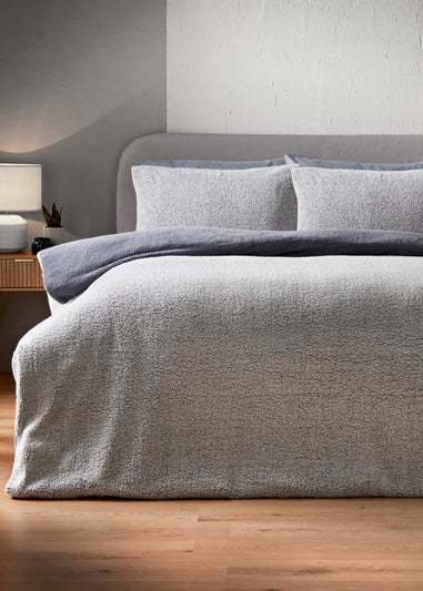 Blue Grey Marl Fleece Duvet Set