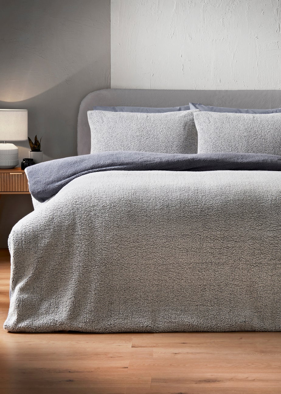 Blue Grey Marl Fleece Duvet Set