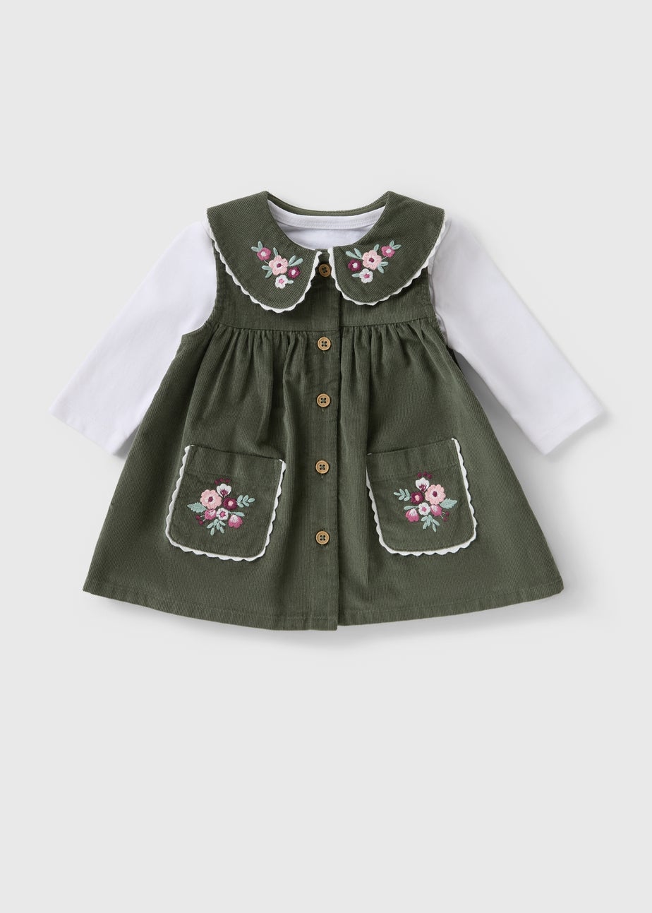 Baby Green Floral Pinafore & Top Set (Newborn-23mths)