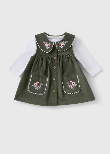Baby Green Floral Pinafore & Top Set (Newborn-23mths)
