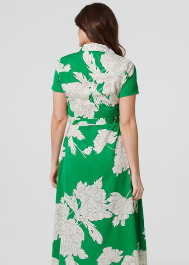 Izabel London Green Floral Tailored Shirt Dress