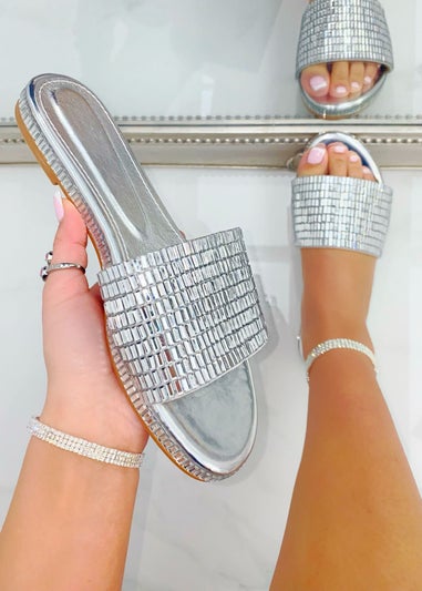Love Lemonade Silver Sparkly Disco Ball Sliders