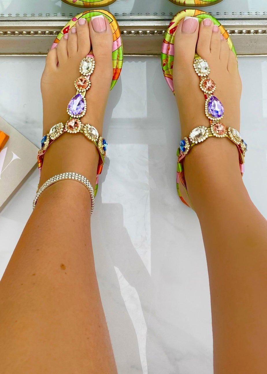 Love Lemonade Orange Crystal Glow Toe Post Sandals