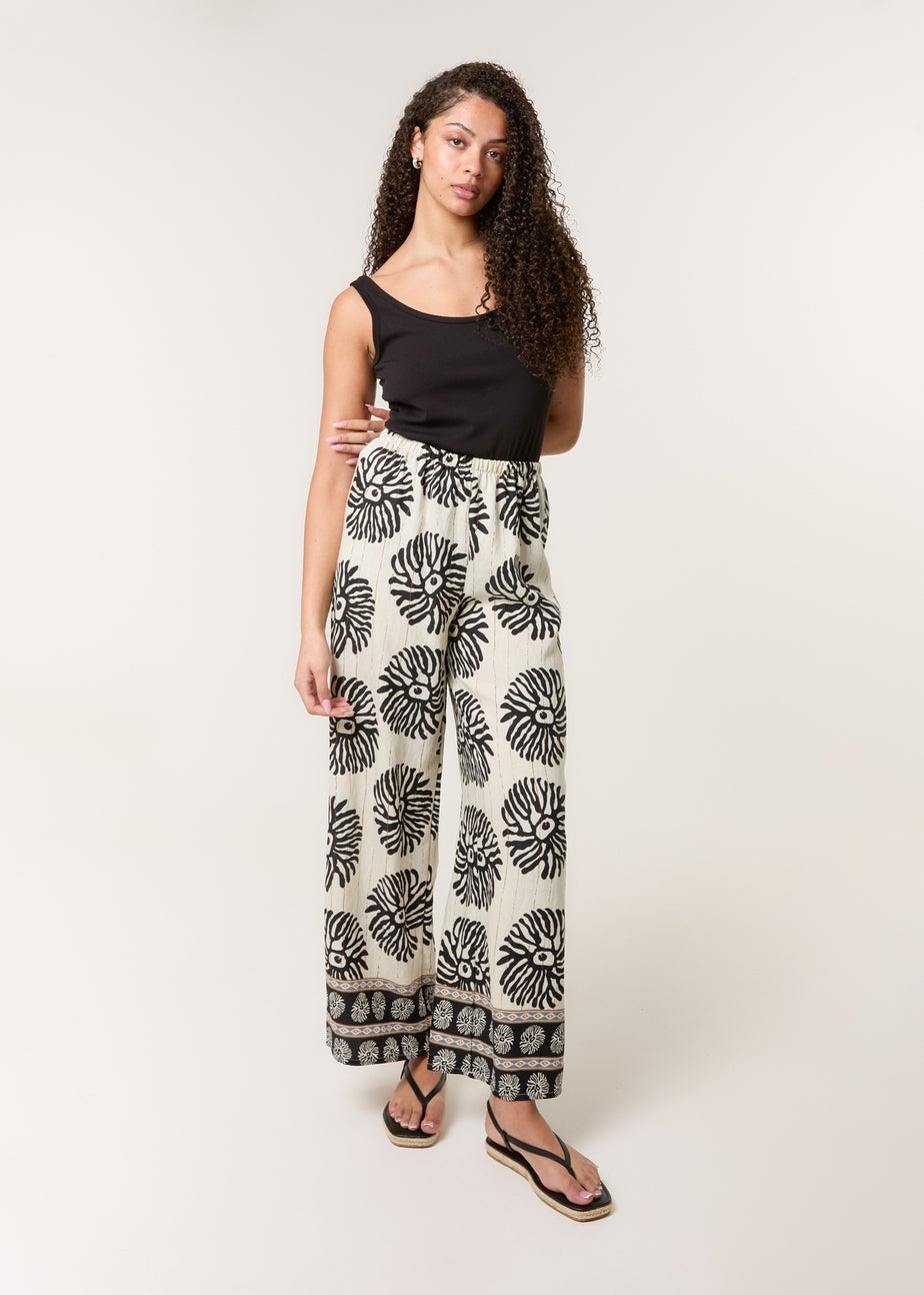 Blue Vanilla Khaki Printed Elasticated Trousers