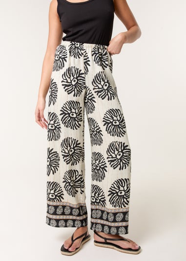 Blue Vanilla Khaki Printed Elasticated Trousers