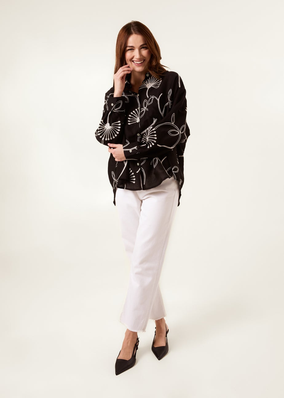 Blue Vanilla Black Embroidered Buttoned Shirt