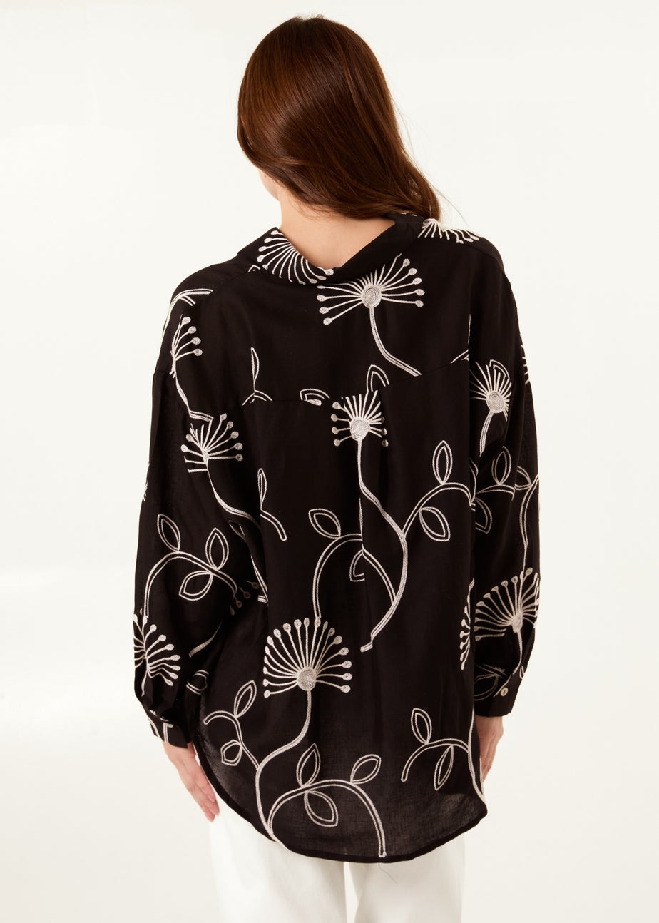 Blue Vanilla Black Embroidered Buttoned Shirt