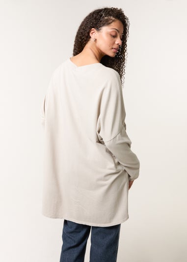 Blue Vanilla Beige Lace Bow Sweat Top