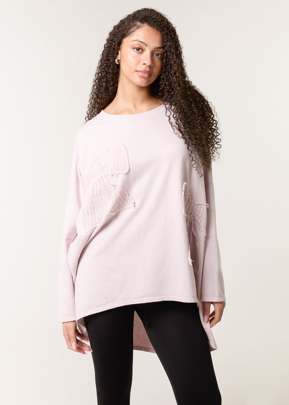 Blue Vanilla Pink Lace Bow Sweat Top