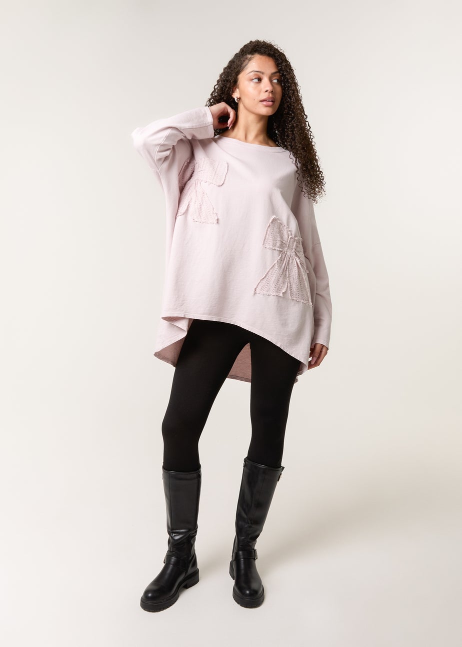 Blue Vanilla Pink Lace Bow Sweat Top