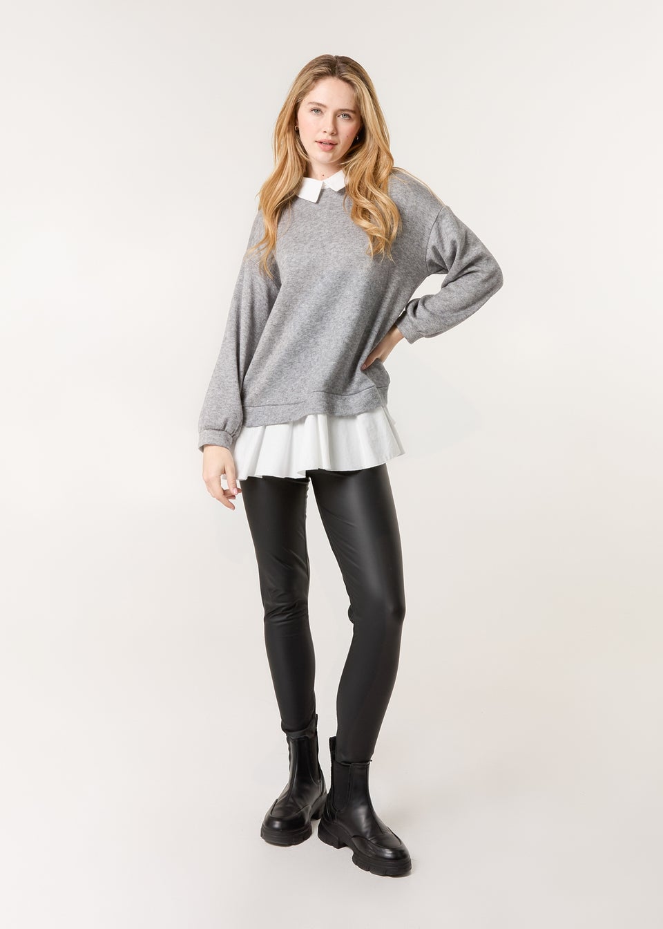 Blue Vanilla Light Grey 2in1 Cut & Sew Sweater