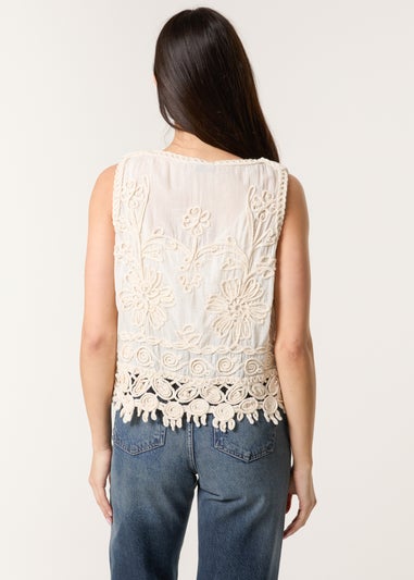 Blue Vanilla Stone Crotchet Tie Front Vest