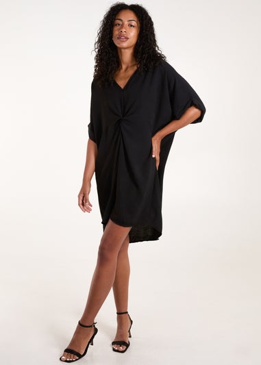 Blue Vanilla Black Twist Front Midi Dress