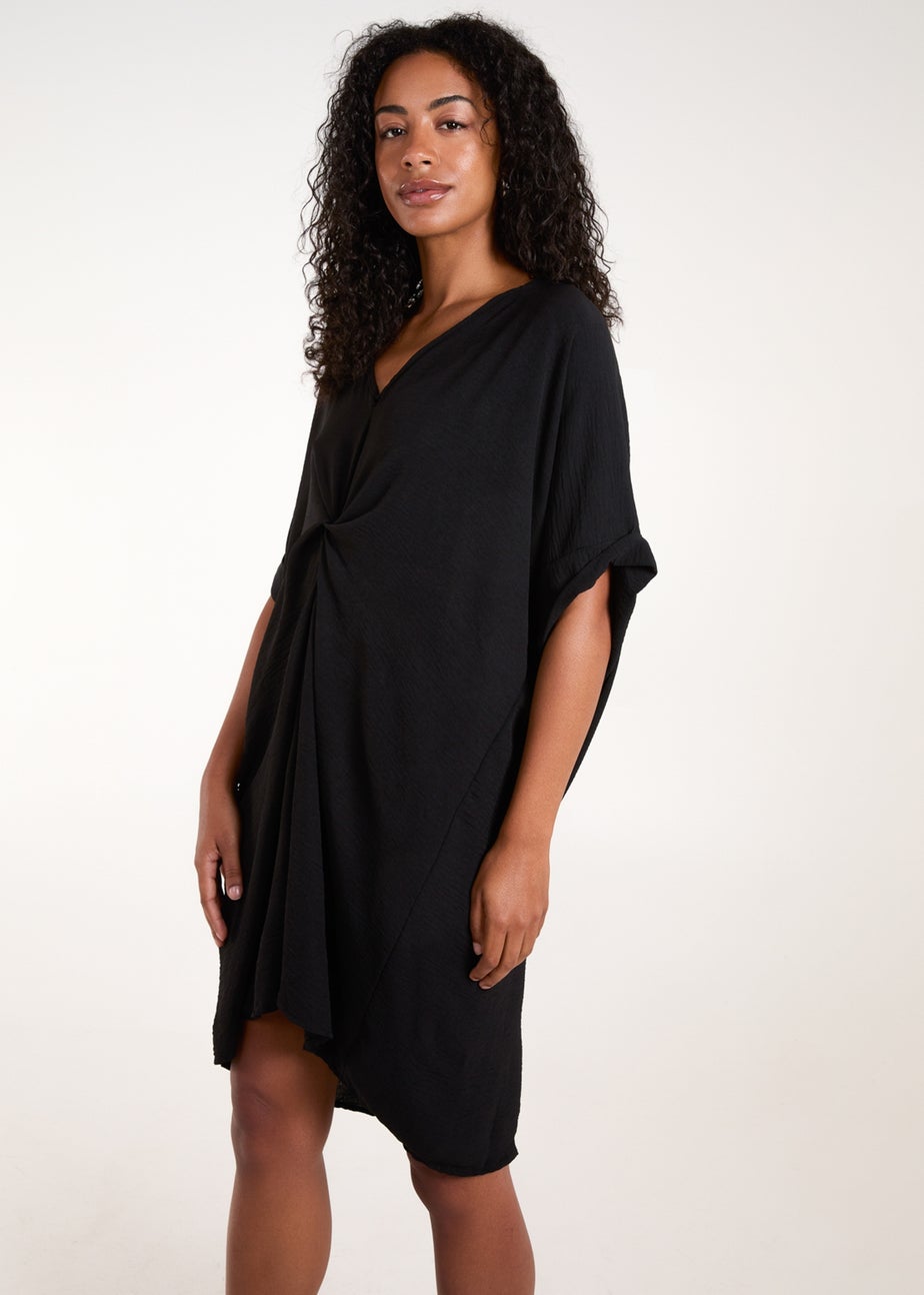 Blue Vanilla Black Twist Front Midi Dress