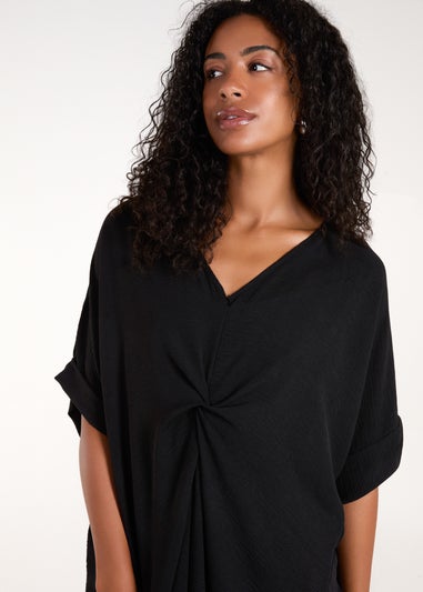 Blue Vanilla Black Twist Front Midi Dress