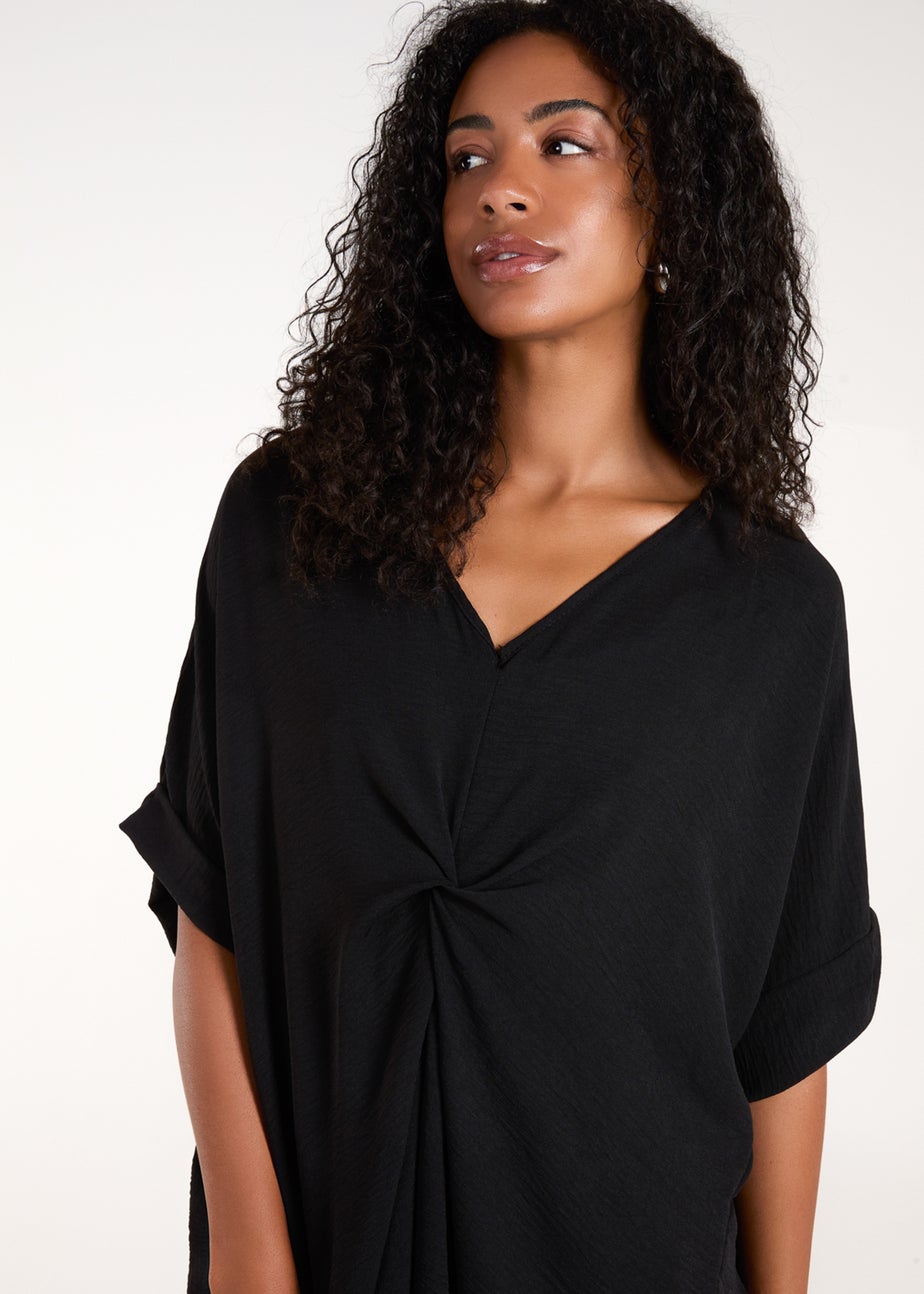 Blue Vanilla Black Twist Front Midi Dress