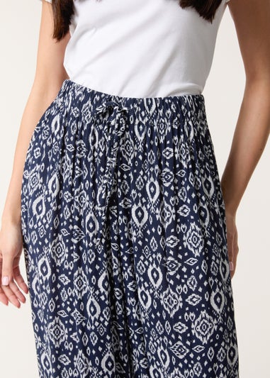 Blue Vanilla Navy Printed Elastic Waist Trouser