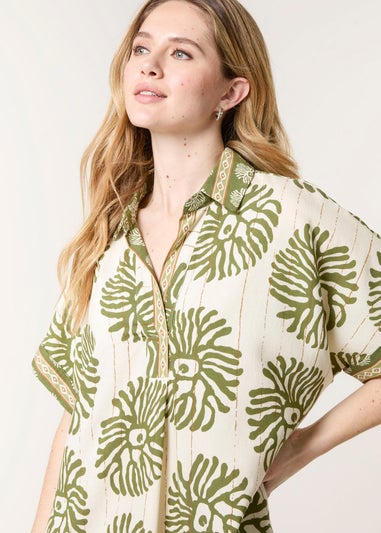 Blue Vanilla Khaki Collar Midi Tunic