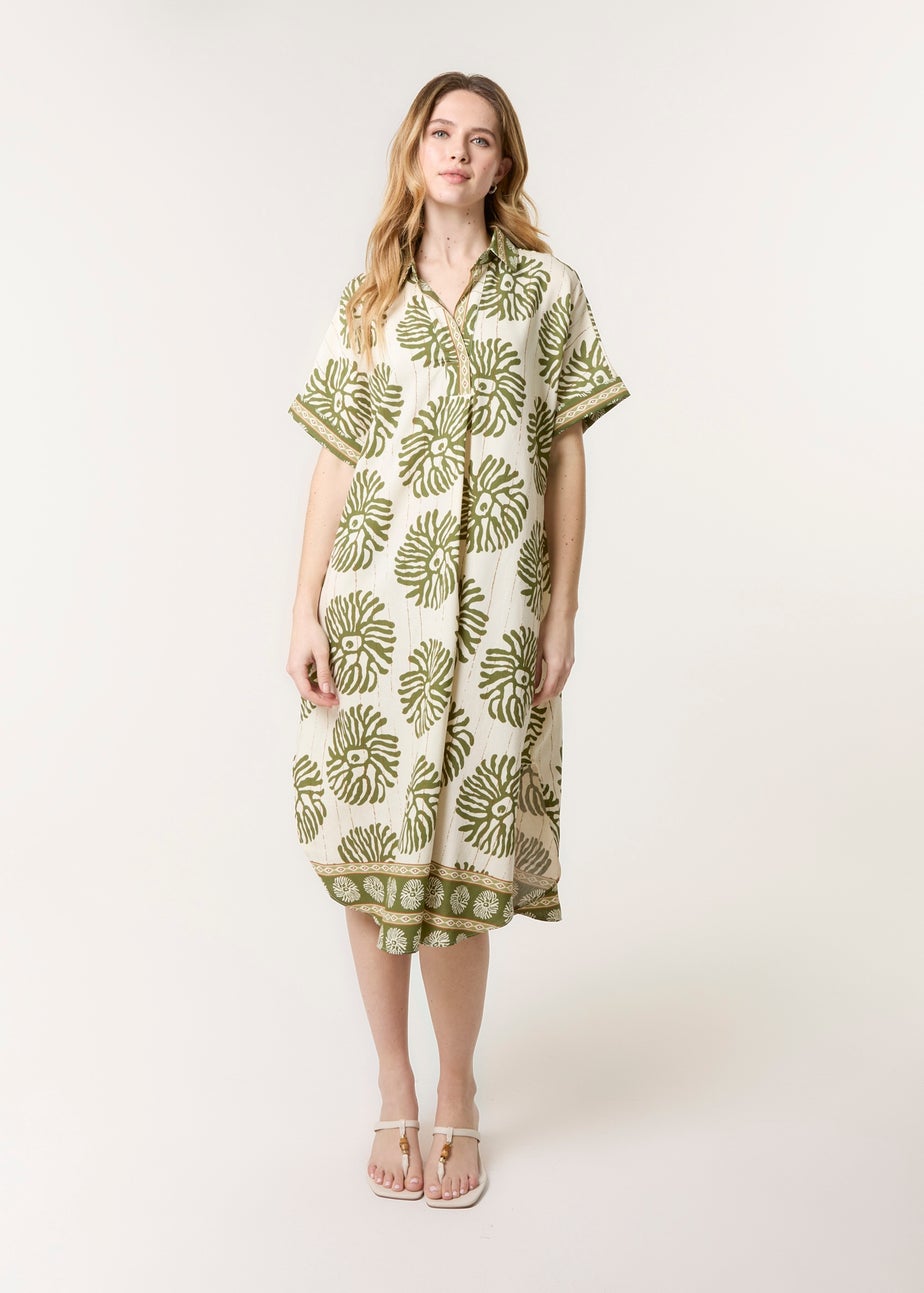 Blue Vanilla Khaki Collar Midi Tunic