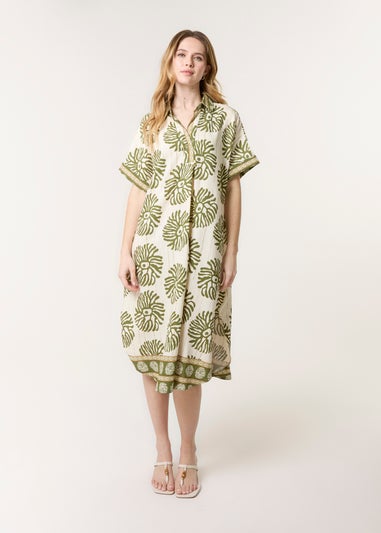 Blue Vanilla Khaki Collar Midi Tunic