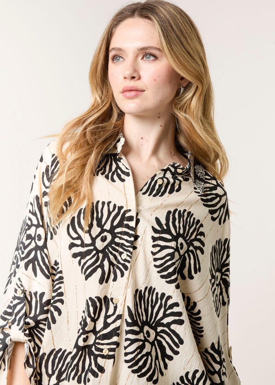 Blue Vanilla Black Abstract Oversized Shirt