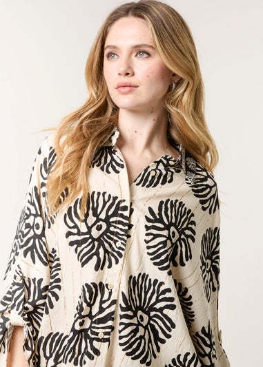 Blue Vanilla Black Abstract Oversized Shirt