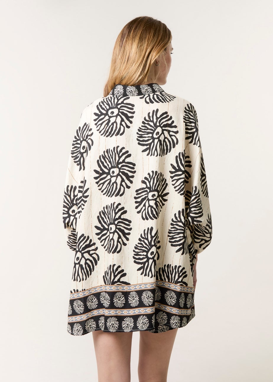 Blue Vanilla Black Abstract Oversized Shirt