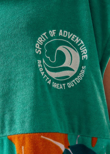 Regatta Turquoise Tropical Leaf Kids Towel II Robe (3- 13 Yrs)