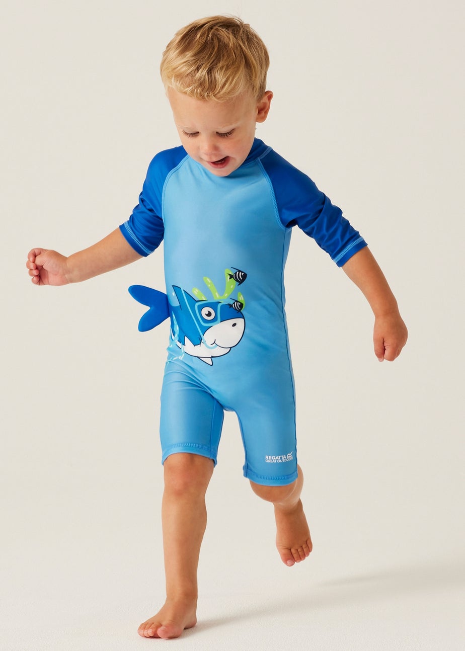 Regatta Bubble The Shark Hawaiian Blue Kids Animal Quick Dry Swimsuit (6 months- 6 yrs)